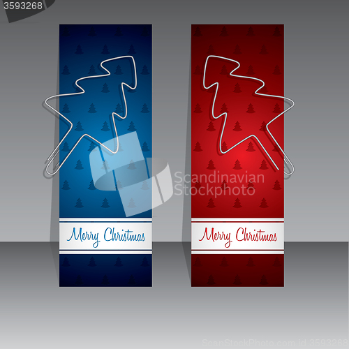 Image of Christmas shopping labels with binder clip christmas trees