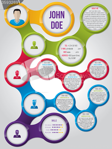 Image of Modern cv resume template with circle shaped 3d containers