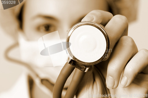 Image of Portrait of a young doctor with stethoscope.