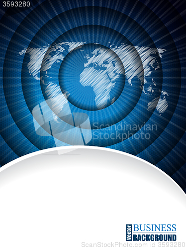 Image of Modern business brochure with world map in ripple effect