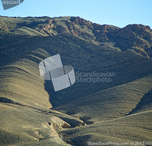 Image of valley hill   in   africa morocco the atlas dry mountain ground 