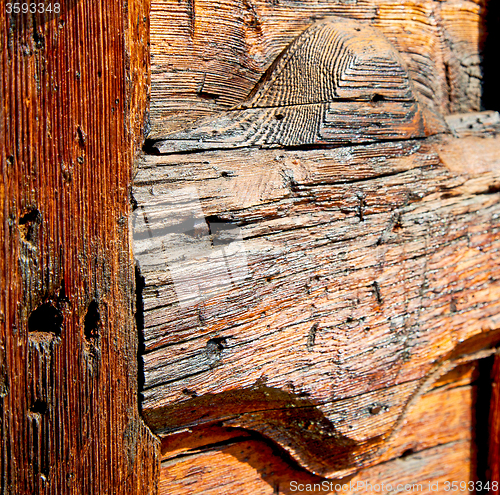 Image of grain texture of a brown antique wooden old door in italy   euro