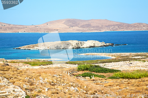 Image of temple  in delos greece the historycal   and old ruin site