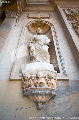 Image of marble in  historical construction italy   and statue