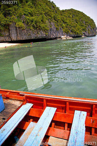 Image of  boat coastline of a    and tree  south china phangan   bay  