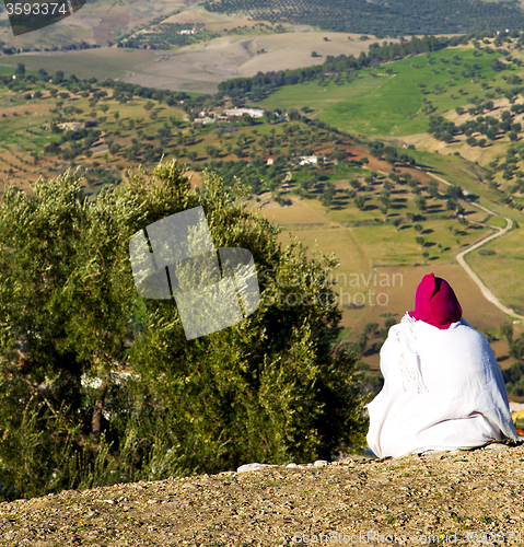 Image of from high in the village morocco africa field and constructions