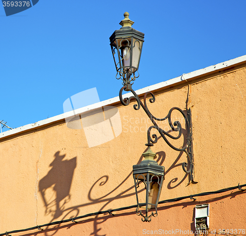 Image of  street lamp in morocco africa old lantern   the outdoors and de