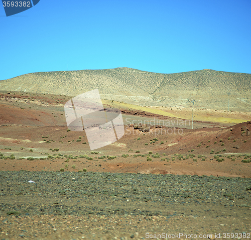 Image of valley in   africa morocco the atlas dry mountain ground isolate