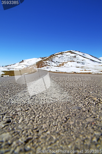 Image of hill in   africa morocco the wild angle asphalt street  isolated