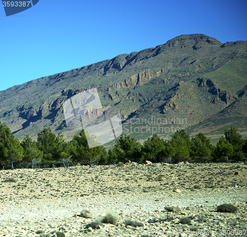 Image of valley in   africa morocco the atlas dry mountain ground isolate