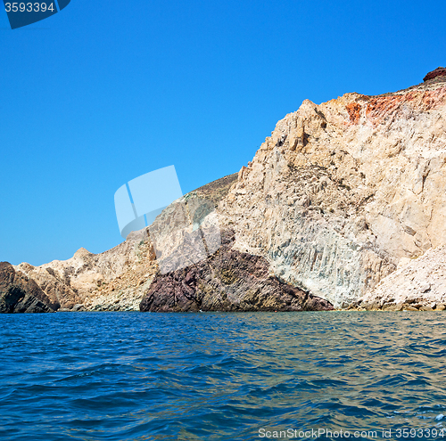 Image of from the boat sea and sky in mediterranean sea santorini greece 