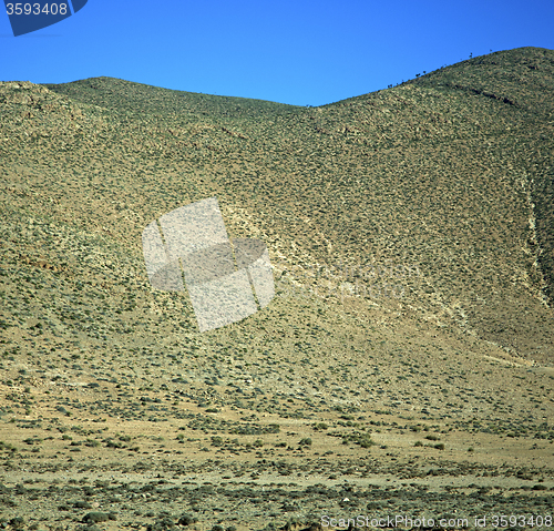 Image of valley in   africa morocco the atlas dry mountain ground isolate