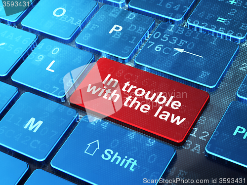 Image of Law concept: In trouble With The law on computer keyboard background