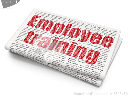 Image of Learning concept: Employee Training on Newspaper background