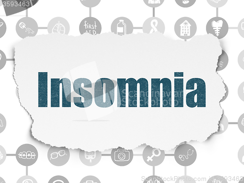 Image of Healthcare concept: Insomnia on Torn Paper background