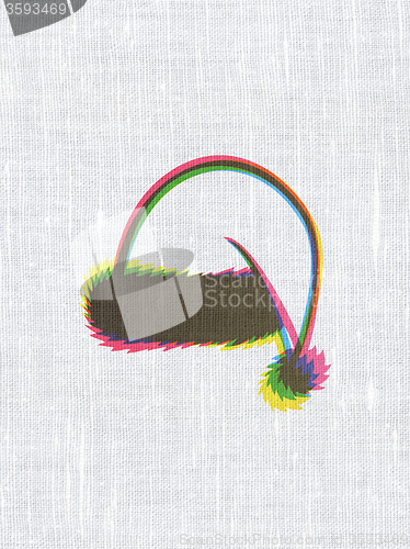 Image of Entertainment, concept: Christmas Hat on fabric texture background