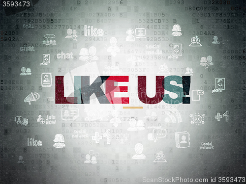 Image of Social media concept: Like us! on Digital Paper background