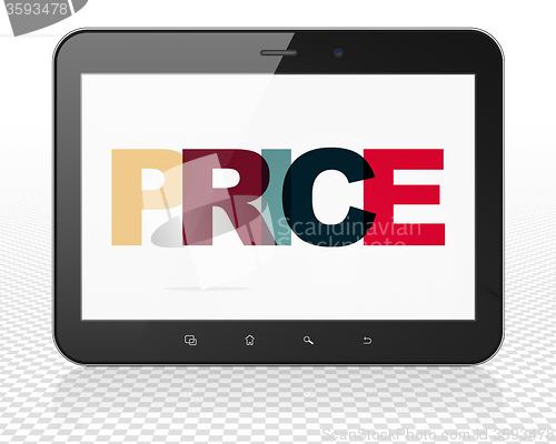 Image of Advertising concept: Tablet Pc Computer with Price on  display