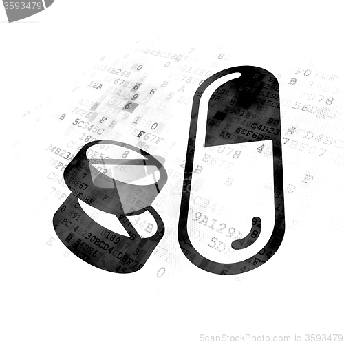 Image of Health concept: Pills on Digital background