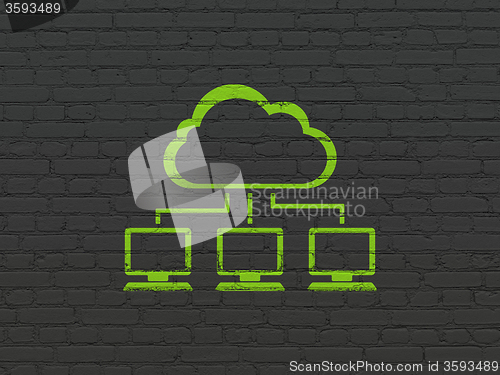 Image of Cloud networking concept: Cloud Network on wall background