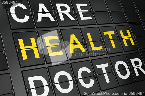 Image of Health concept: Health on airport board background