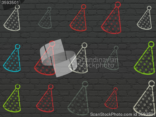 Image of Entertainment, concept: Party Hat icons on wall background