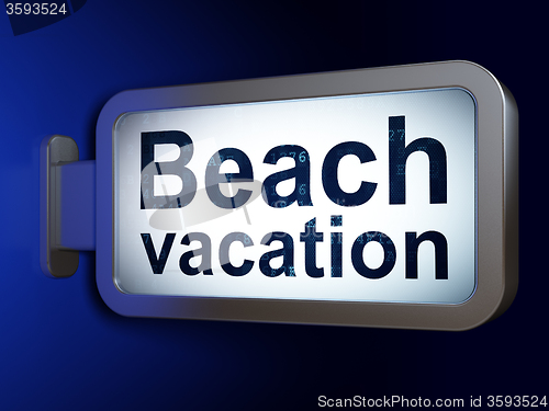 Image of Travel concept: Beach Vacation on billboard background