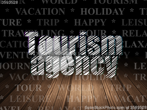 Image of Travel concept: Tourism Agency in grunge dark room