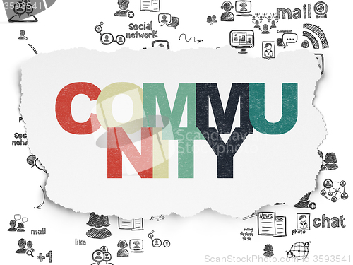 Image of Social media concept: Community on Torn Paper background