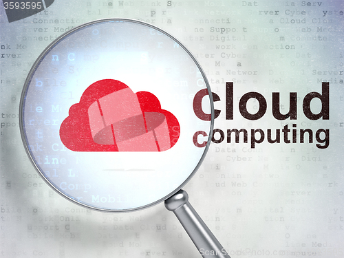 Image of Cloud technology concept: Cloud and Cloud Computing with optical glass