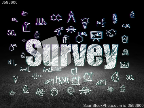 Image of Science concept: Survey in grunge dark room