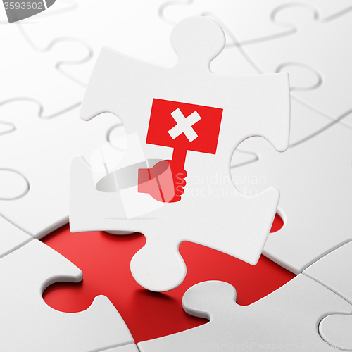 Image of Politics concept: Protest on puzzle background