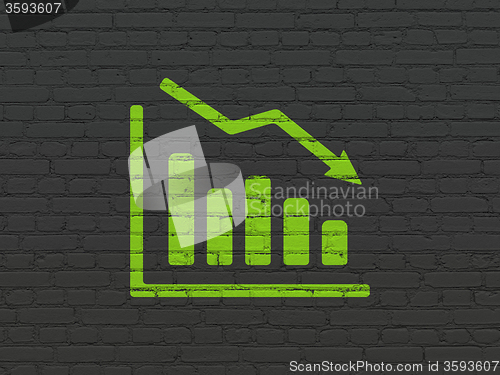 Image of Advertising concept: Decline Graph on wall background