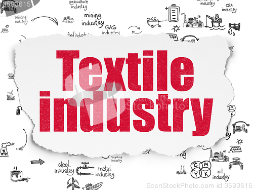 Image of Manufacuring concept: Textile Industry on Torn Paper background