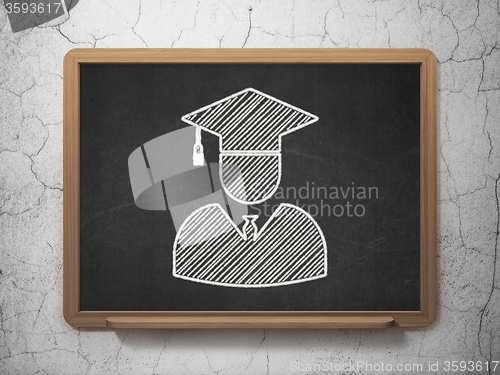 Image of Studying concept: Student on chalkboard background