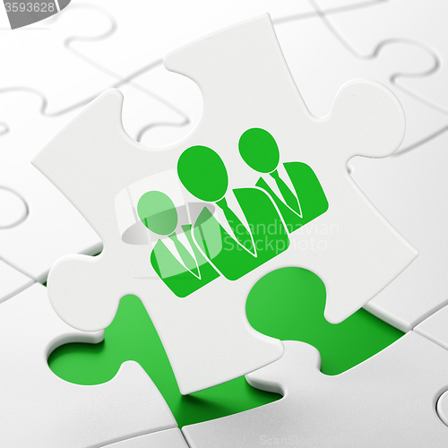 Image of News concept: Business People on puzzle background