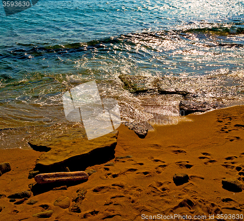 Image of bright in mediterranean see greece island and the  background   