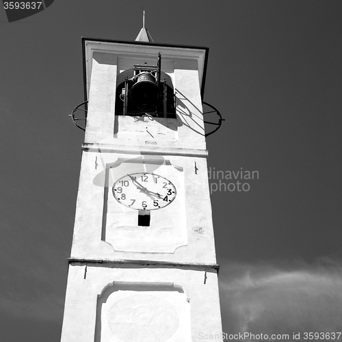 Image of monument  clock tower in italy europe old  stone and bell