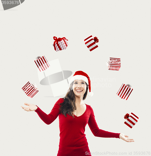 Image of Happy Christmas santa woman 