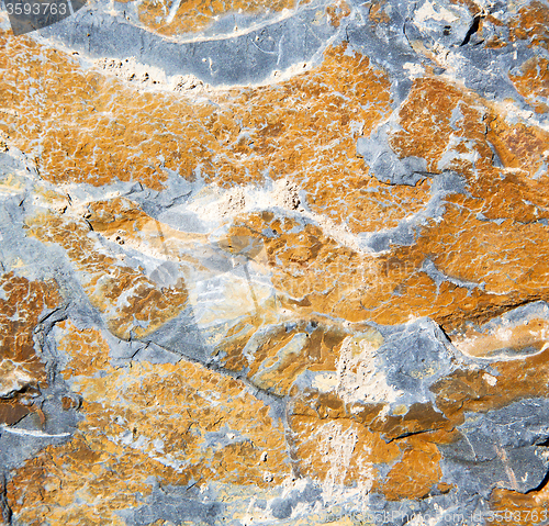 Image of rocks stone and red orange gneiss in the wall of morocco