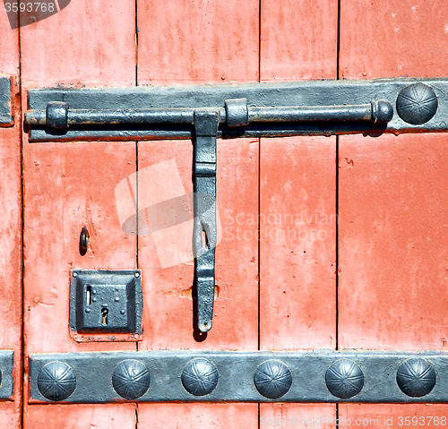 Image of brown  morocco in africa the old wood  facade home and rusty saf