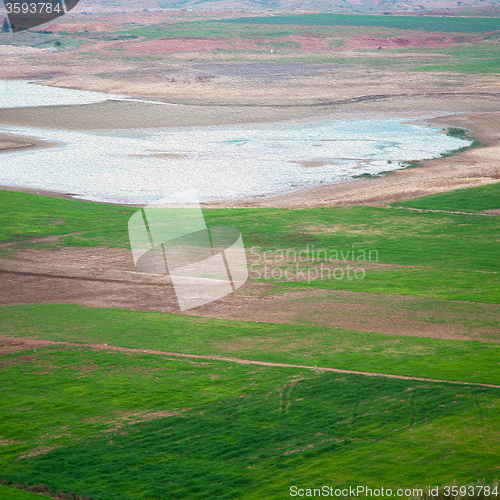 Image of pond and lake in the mountain morocco land 