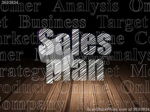 Image of Marketing concept: Sales Plan in grunge dark room