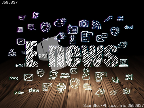 Image of News concept: E-news in grunge dark room