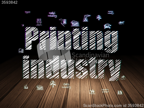 Image of Manufacuring concept: Printing Industry in grunge dark room