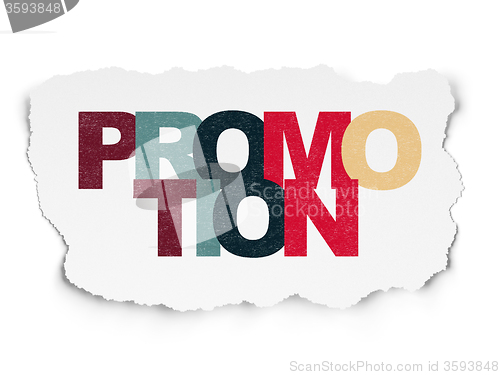 Image of Advertising concept: Promotion on Torn Paper background