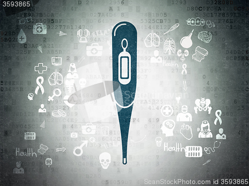 Image of Medicine concept: Thermometer on Digital Paper background