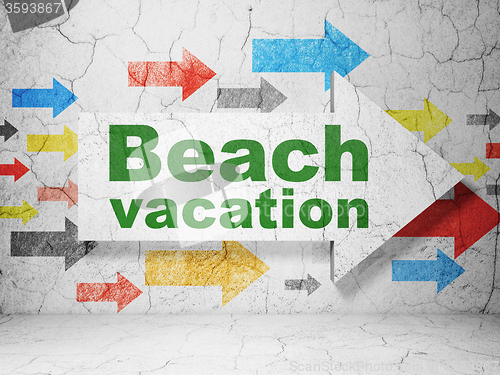 Image of Tourism concept: arrow with Beach Vacation on grunge wall background