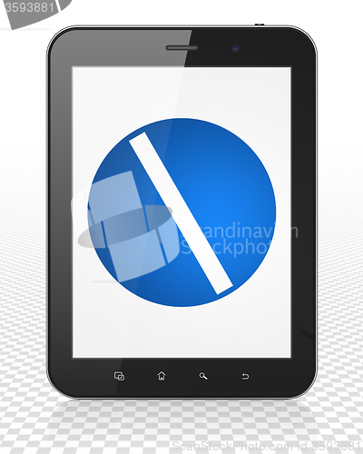 Image of Medicine concept: Tablet Pc Computer with Pill on display
