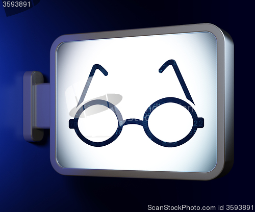 Image of Learning concept: Glasses on billboard background